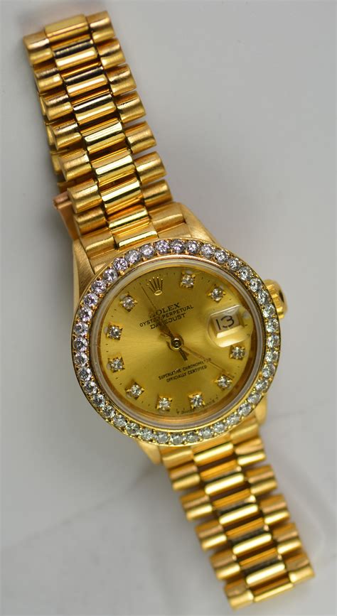 18k gold rolex watch ladies|rolex ladies datejust diamond bezel.